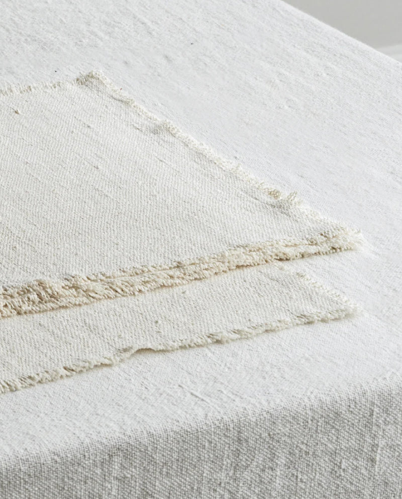 RW GUILD Fringe Double Weave Washed Linen Placemat