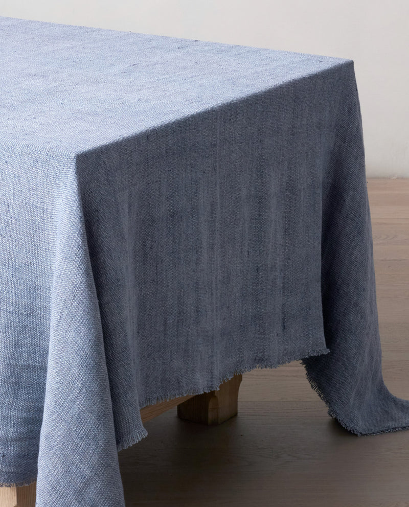 RW GUILD Fringe Double Weave Washed Linen Tablecloth