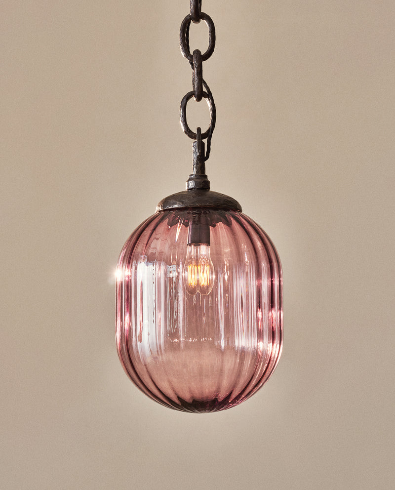 Seed Pendant In Rippled Aubergine Glass