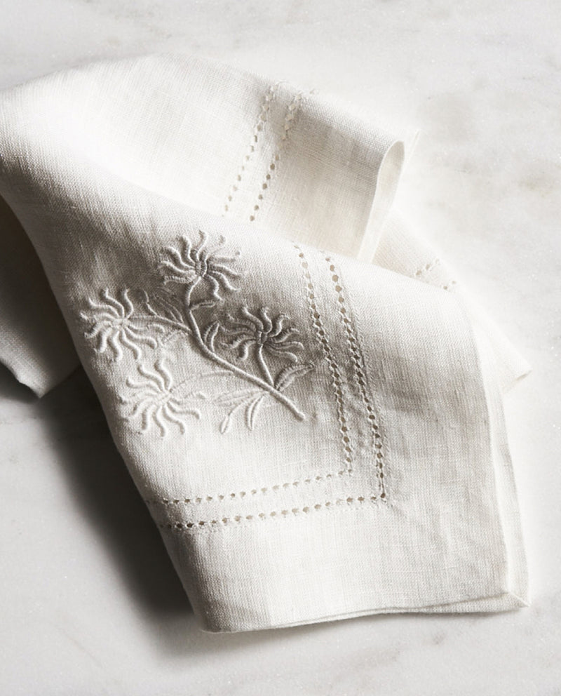 RW Guild Passiflora Embroidered Linen Napkin