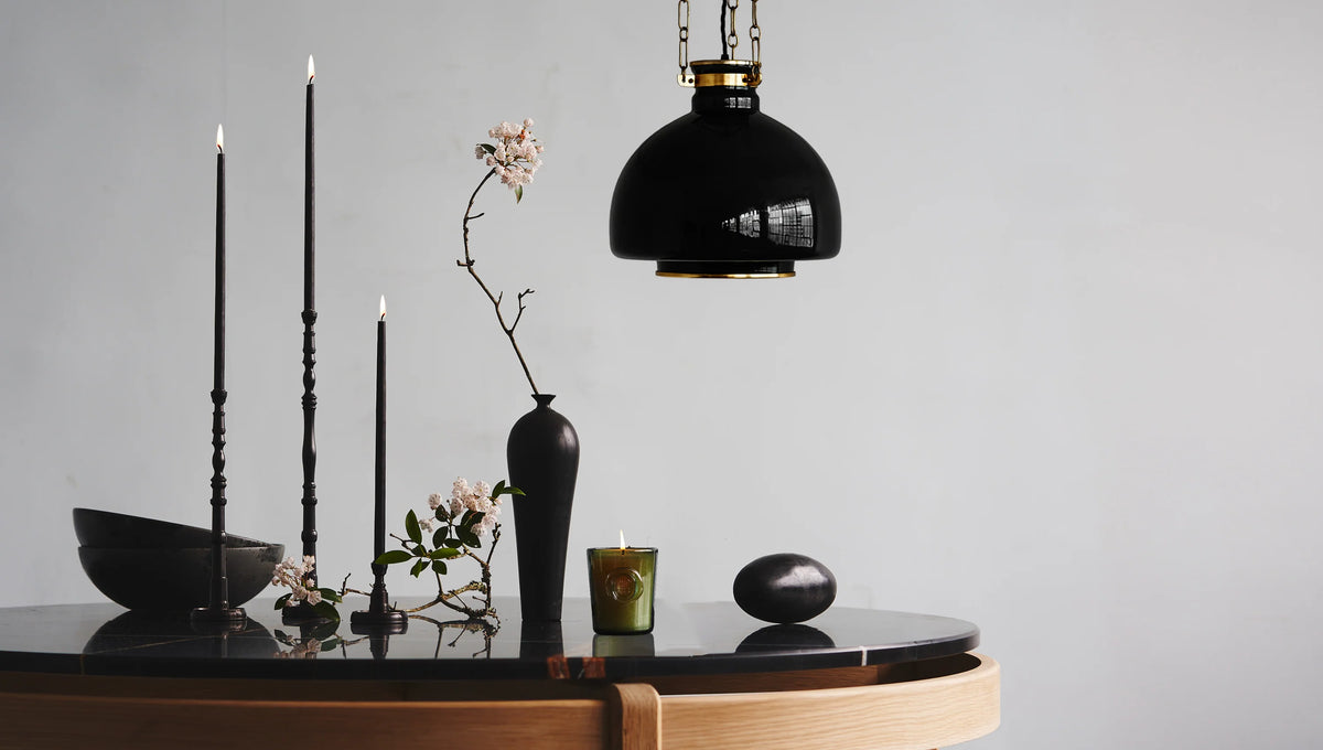 Floor Model - Solna Pendant - Burnished Brass - Black Glass - Code 07222026-4