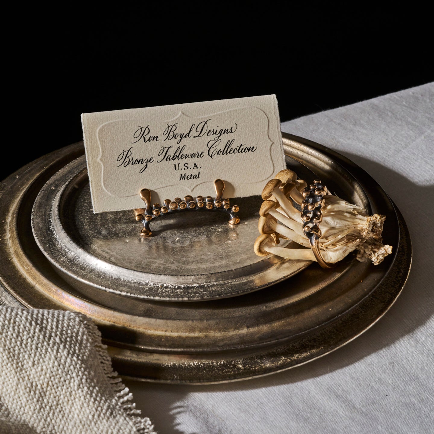 Jack Boyd Studio Grapevine Place Card Holder in Cast Bronze