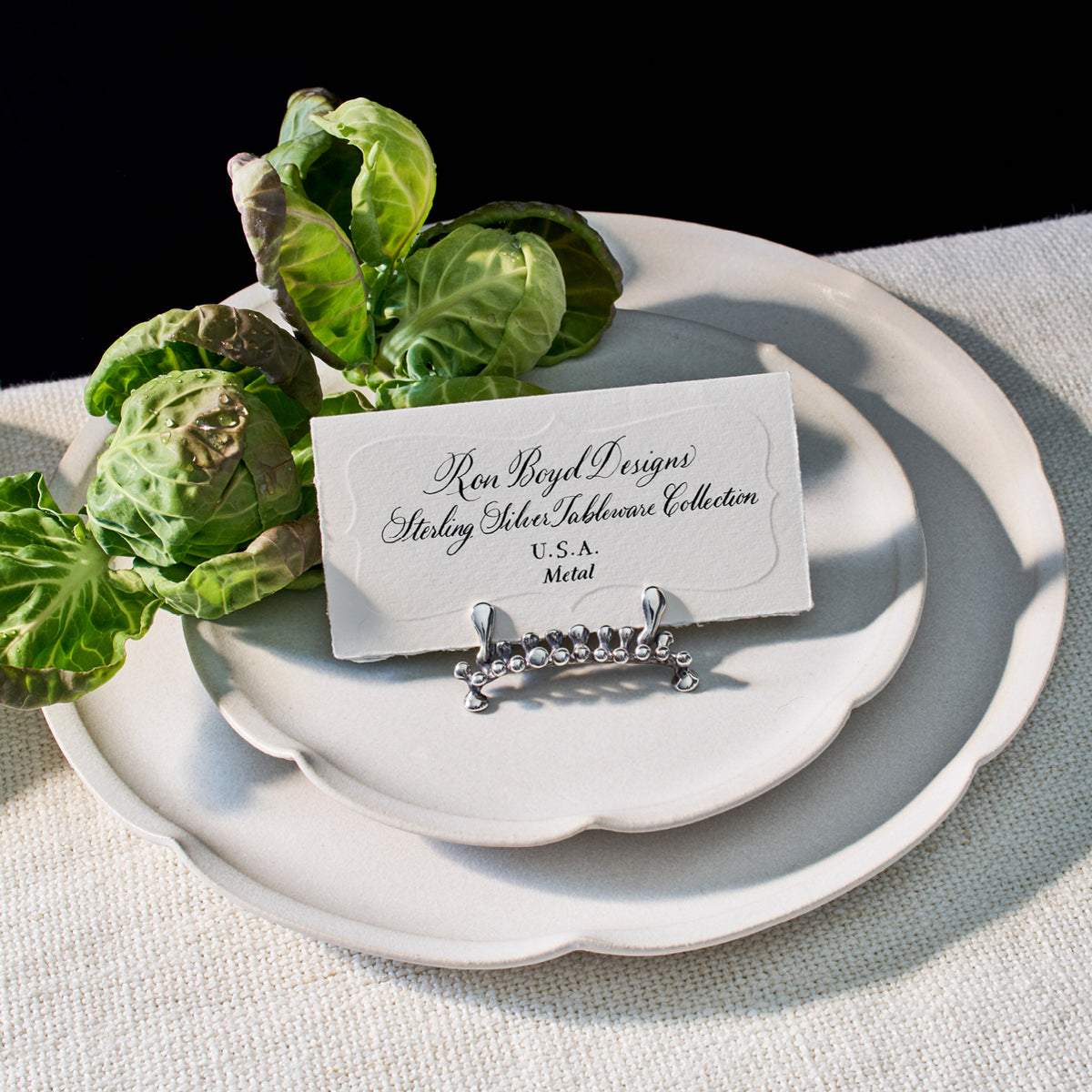 Jack Boyd Studio Grapevine Place Card Holder in Cast Sterling Silver