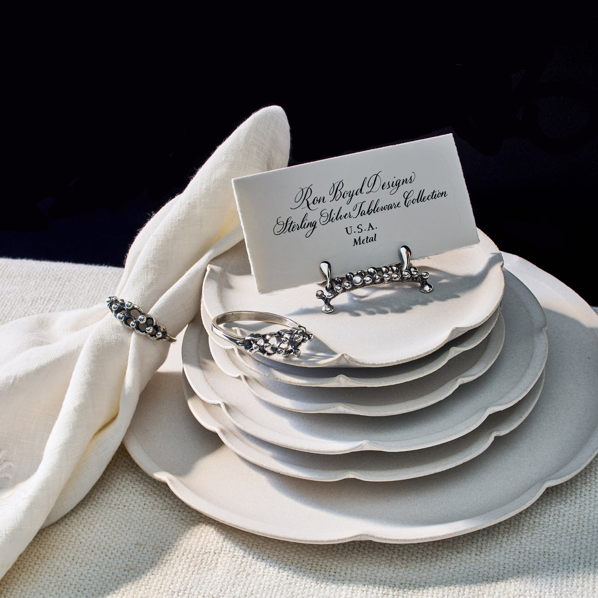 Jack Boyd Studio Grapevine Place Card Holder in Cast Sterling Silver