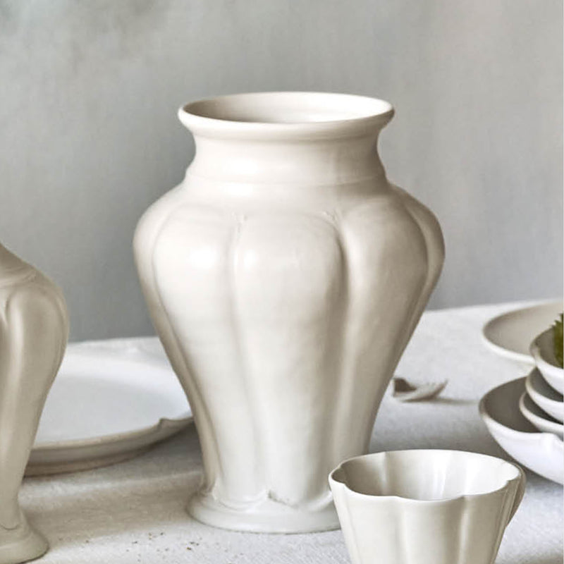 Tomoko Sakai Wide Porcelain Vase in White Glaze