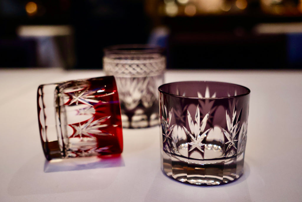 Shimizu Glass Maru Sasa Neat Glass in Burgundy