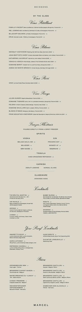 Marcel - Menus – Roman and Williams Guild