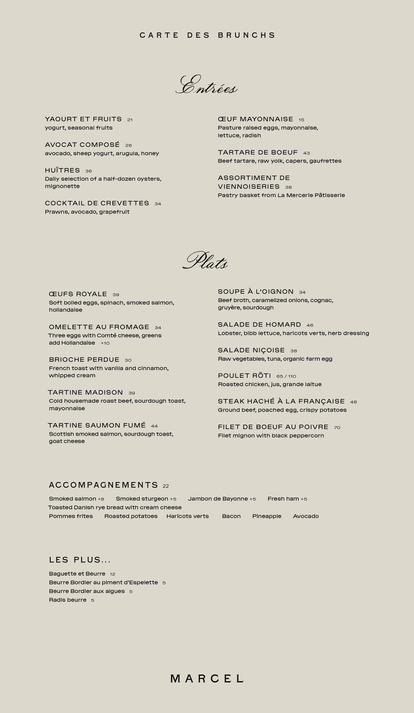 Marcel - Menus – Roman and Williams Guild