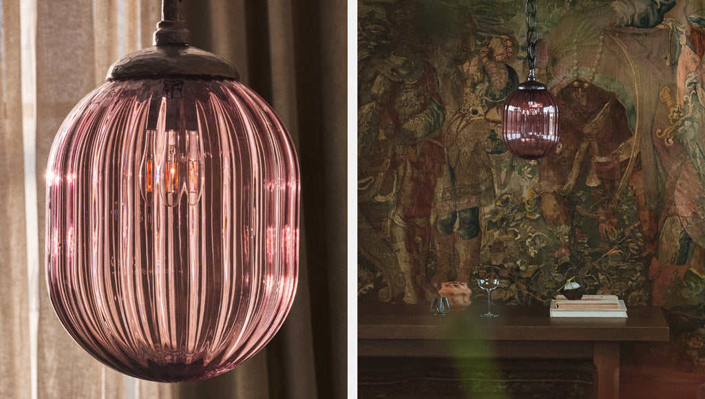 Seed Pendant In Rippled Aubergine Glass