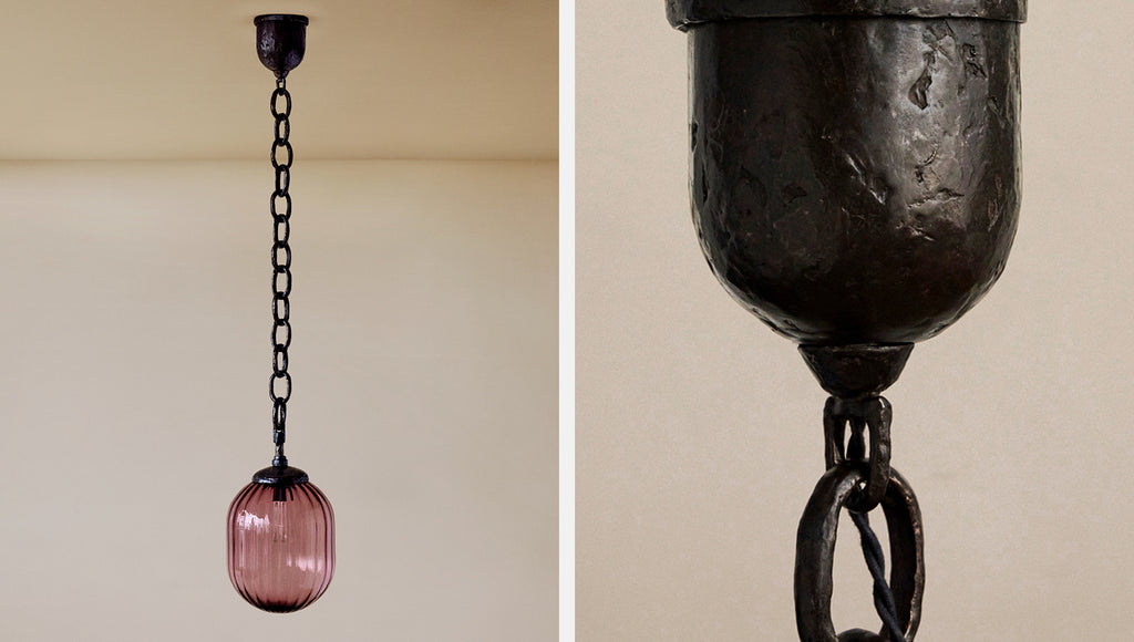 Seed Pendant In Rippled Aubergine Glass