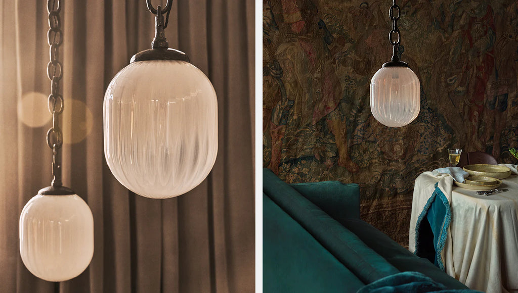 Floor Model - Seed Pendant Bronze / Rippled Opaline Glass - Code 6252026-3