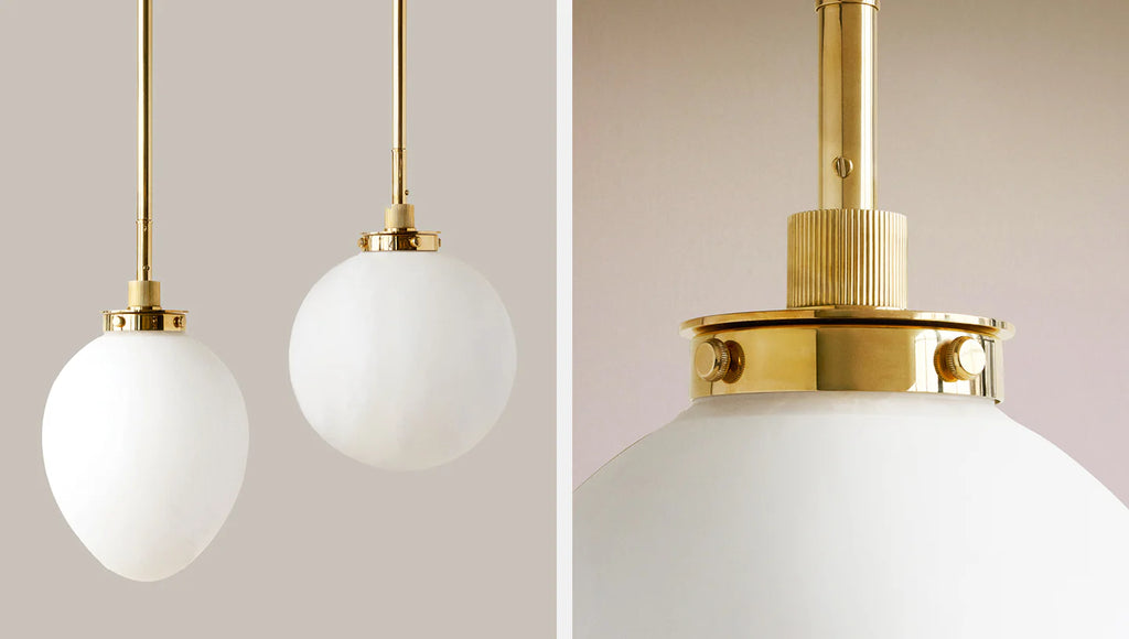 Floor Model - ACSOL - Petra Smooth Egg Pendant Eternal Brass / Alabaster (Code 100)