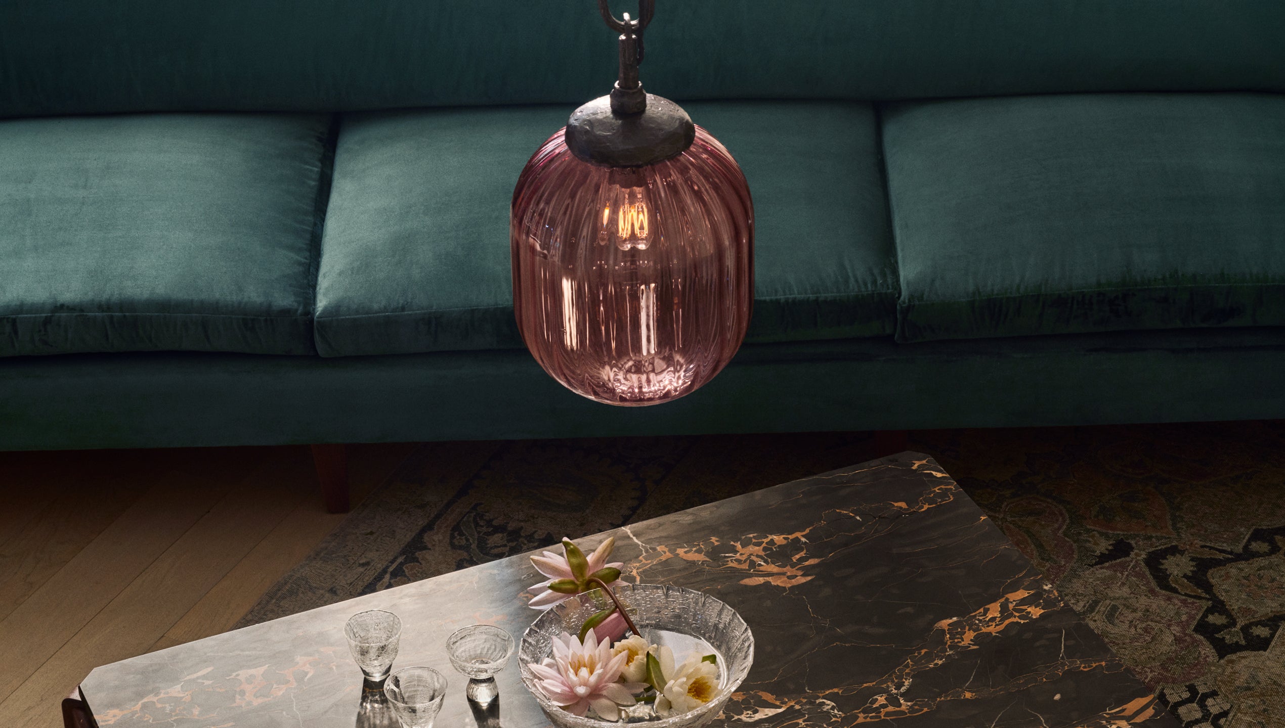 Seed Pendant In Rippled Aubergine Glass