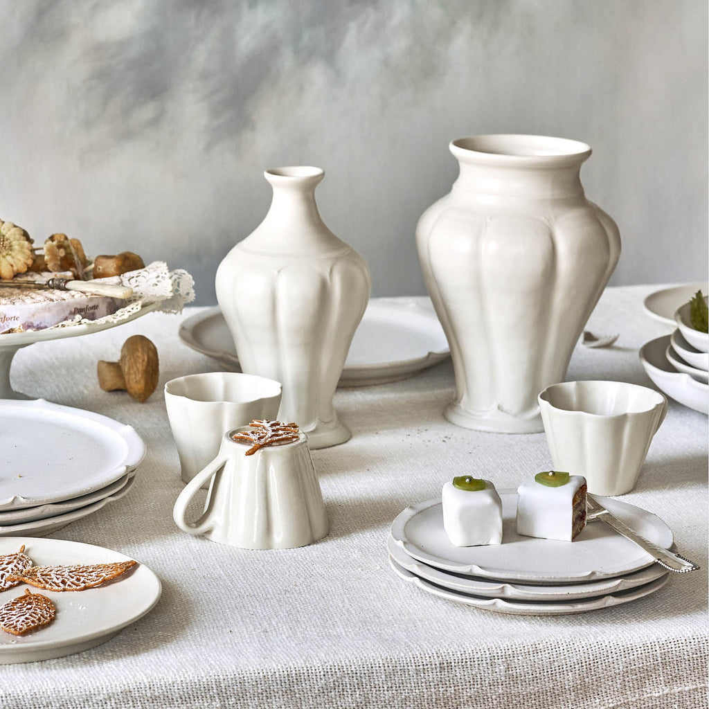 Tomoko Sakai Wide Porcelain Vase in White Glaze