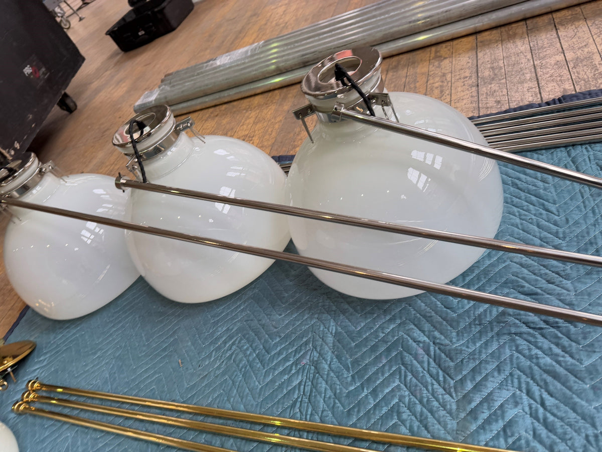 Floor Model - ACSOL - Solna Chandelier French SIlver / Nude Glass (Code 83)