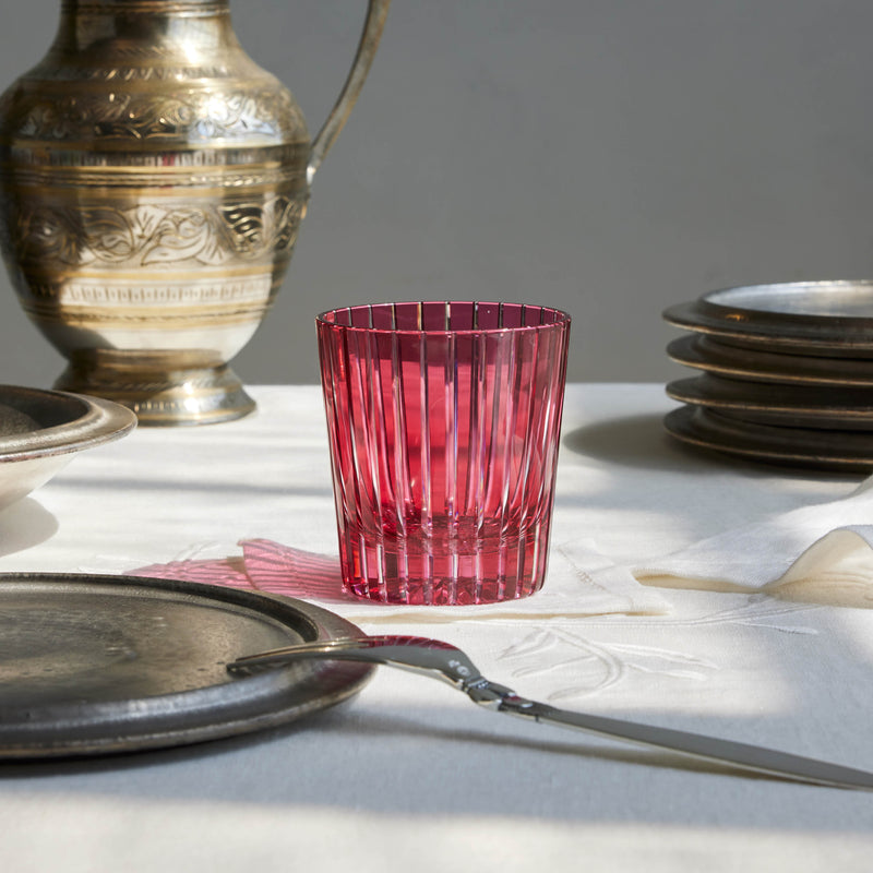 Red Cut Crystal Rock Glass for Home Bar | Whiskey & Bourbon Glasses ...