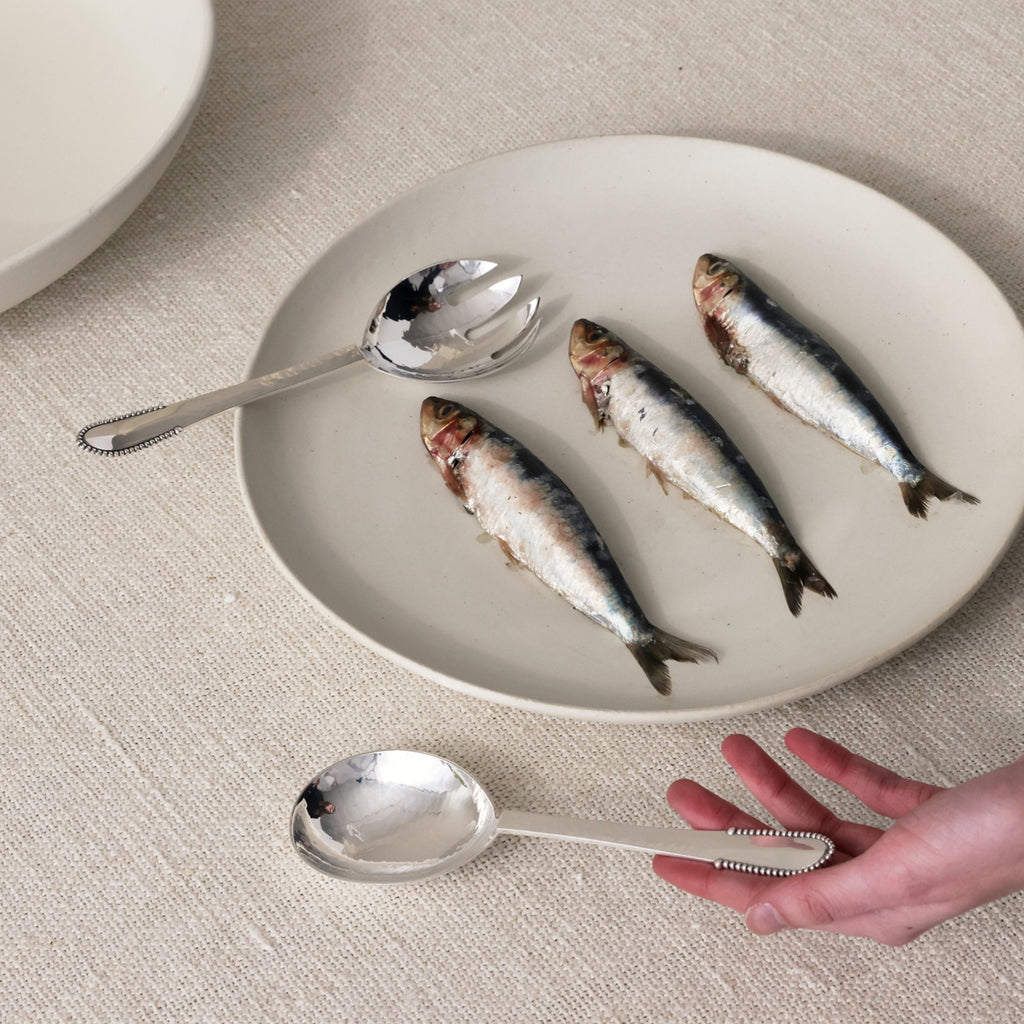Georg Jensen Small Sterling Silver Serving Utensils in Beaded
