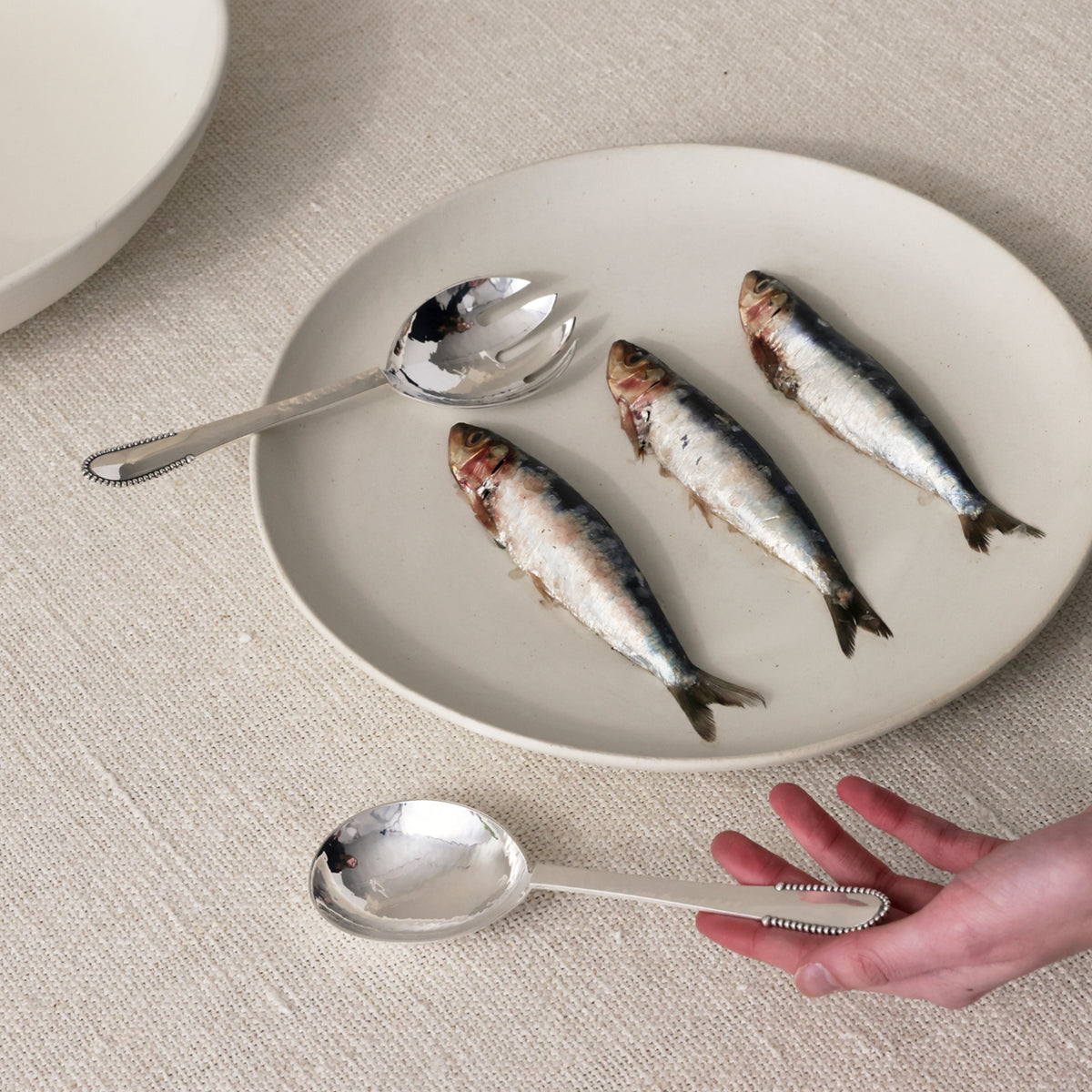 Georg Jensen Small Sterling Silver Serving Utensils in Beaded