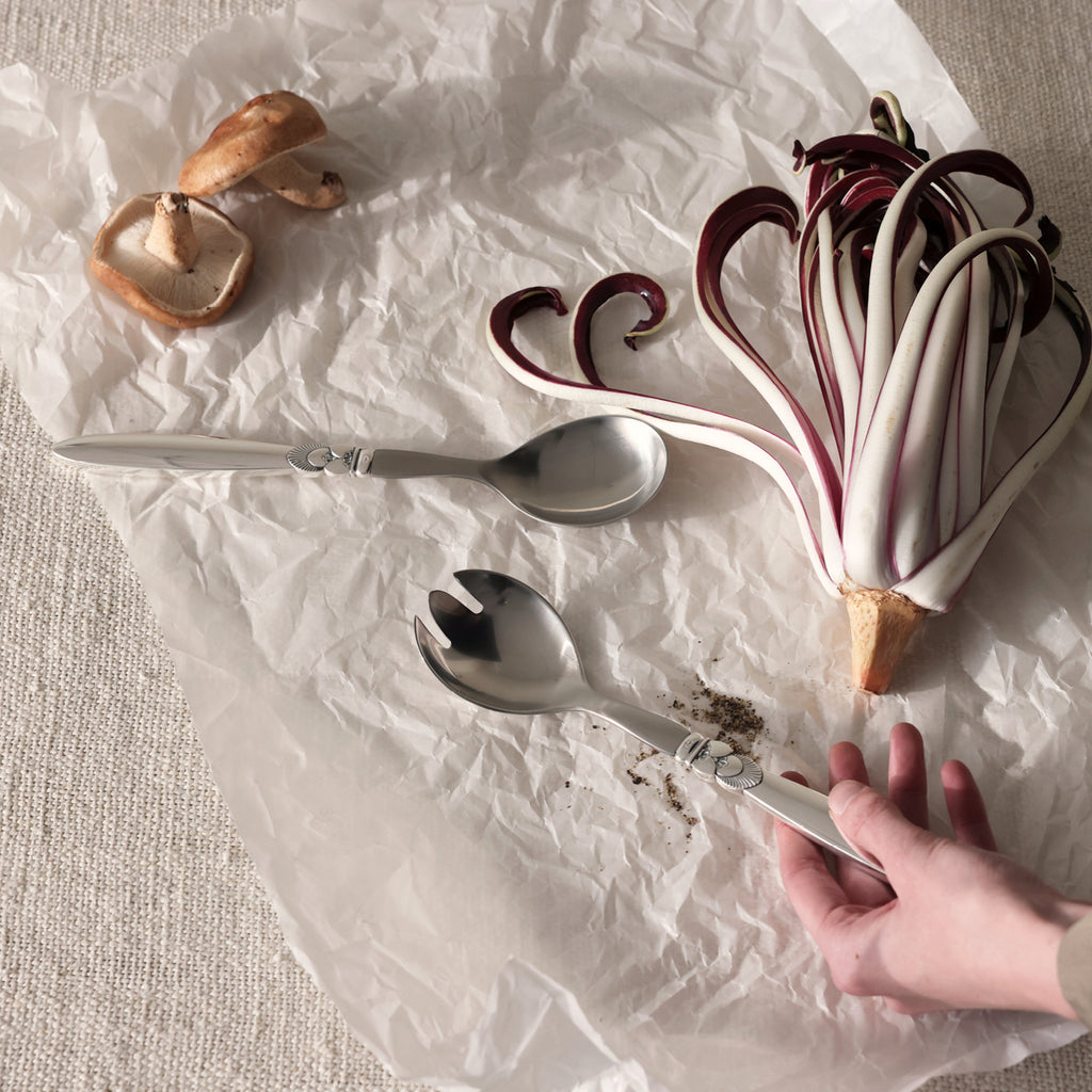Georg Jensen Sterling Silver Salad Serving Utensils in Cactus