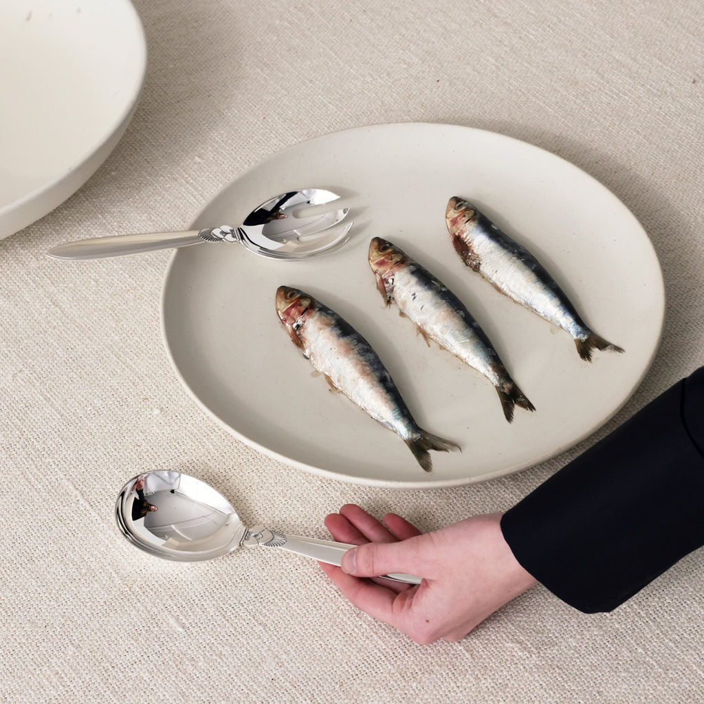 Georg Jensen Small Sterling Silver Serving Utensils in Cactus