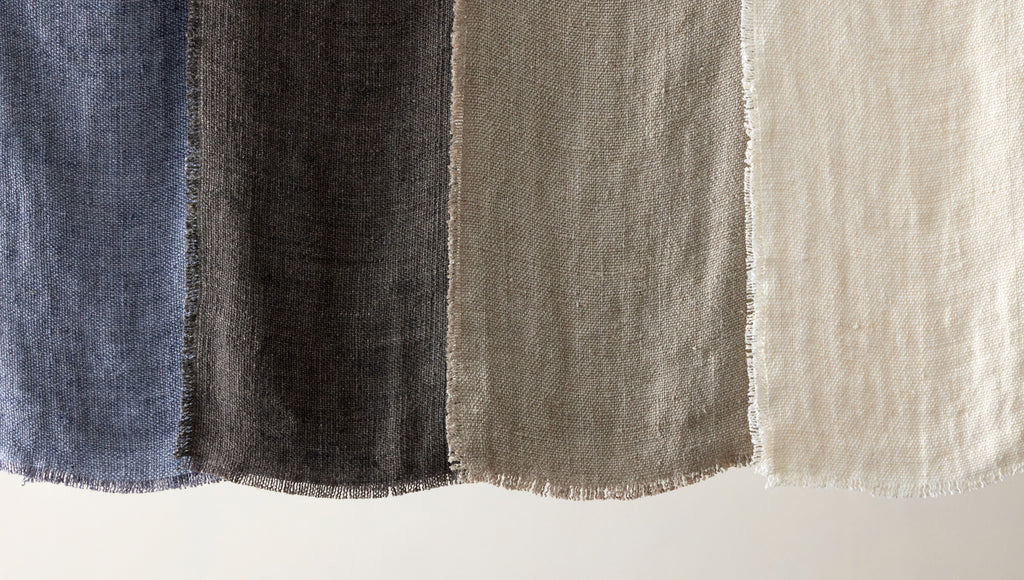 RW GUILD Fringe Double Weave Washed Linen Table Runner