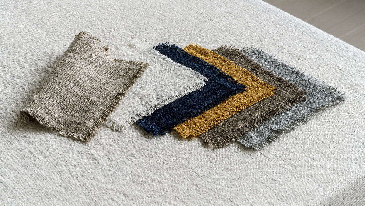 RW GUILD FRINGE WASHED LINEN COCKTAIL NAPKIN